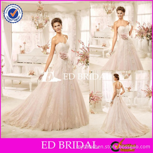 CE1288 Gorgeous 2016 Sweetheart Backless Lace Pink Princess Wedding Dresses